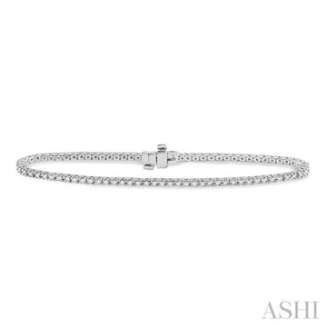 1 ctw Square Shape Round Cut Diamond Tennis Bracelet in 14K White Gold